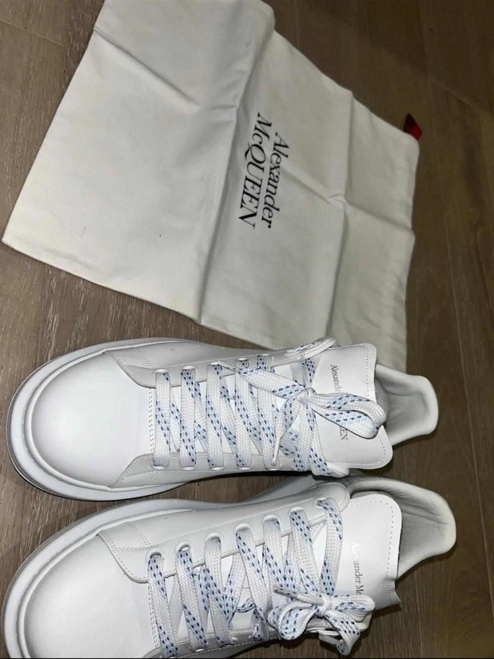 Alexander McQueen Oversized Sneakers Men 43 White Light Blue Croc Speckled Laces